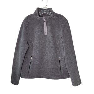 L. L Bean Polartec Fleece Women's 1/4 Snap Pullover Sweater Gray Large